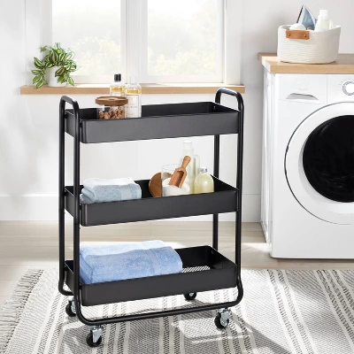 Wide Metal Utility Cart Black - Brightroom™ 1 Wide Metal Utility Cart Black - Brightroom™