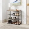4 Tier Shoe Rack Black Metal With Natural Wood - Brightroom™
