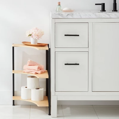 Small Space Wood Storage Cabinet Black Metal - Brightroom™ 1 Small Space Wood Storage Cabinet Black Metal - Brightroom™