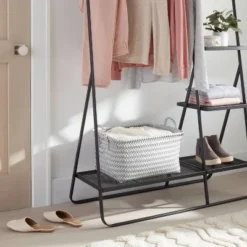 Brightroom 34 Large Woven Rectangular Storage Basket Gray/White - Brightroom™