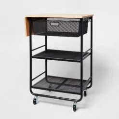 Metal Storage Cart With Mesh Drawer And Wood Top - Brightroom™ -Brightroom GUEST b9ec02d7 e818 4bdb 9f48 5453473bab39